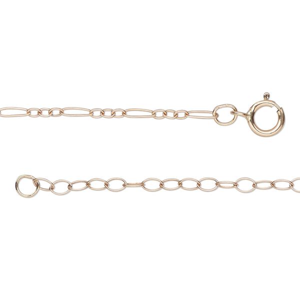 Chain, 14Kt rose gold-filled, 1.7mm fine figaro, 18 inches with 2-inch extender chain and springring clasp. Sold individually. image number 0