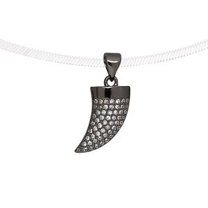 Pendant, cubic zirconia and black-finished brass, clear, 14x10.5mm single-sided talon. Sold individually.