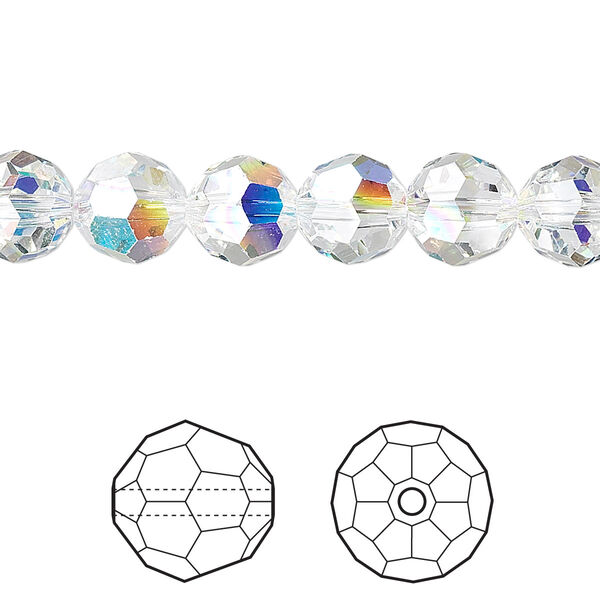 Bead 12pk crystal AB, Crystal Passions® 8mm round 5000 image number 0