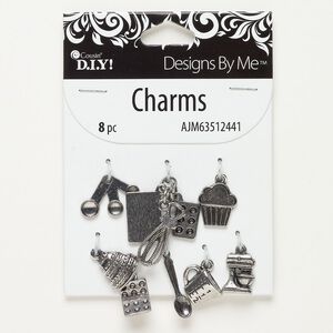 Charm, antique silver-finished "pewter" (zinc-based alloy), 12x9.5mm-27x17mm baking theme. Sold per pkg of 8.