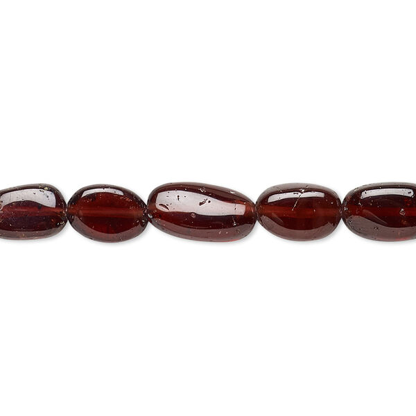 Bead, garnet (dyed), 7x6mm-12x7mm hand-cut puffed oval, C+ grade, Mohs hardness 7 to 7-1/2. Sold per 14-inch strand. image number 0