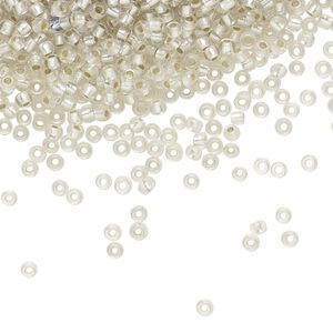 Seed bead, TOHO BEADS®, glass, pkg/7.5g, #11 round, translucent silver-lined frosted crystal clear (TR-11-21F).