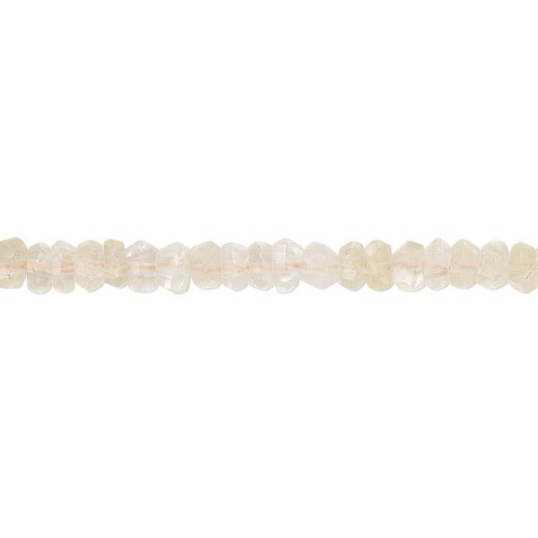 Bead, quartz crystal and citrine (natural / heated), 3x2mm-4x3mm hand-cut faceted rondelle with 0.4-1.4mm hole, C grade, Mohs hardness 7. Sold per 12-inch strand. image number 0