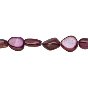 Mother-of-pearl shell 1pkg1, pebble bead, 30 inch purple bronze small to extra-large