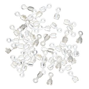 Connector, silver-finished brass, 2.5mm, fits 2mm cupchain. Sold per pkg of 50.