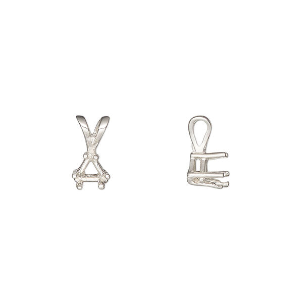 Pendant, Sure-Set™, sterling silver, 5mm 6-prong triangle basket setting. Sold individually. image number 0