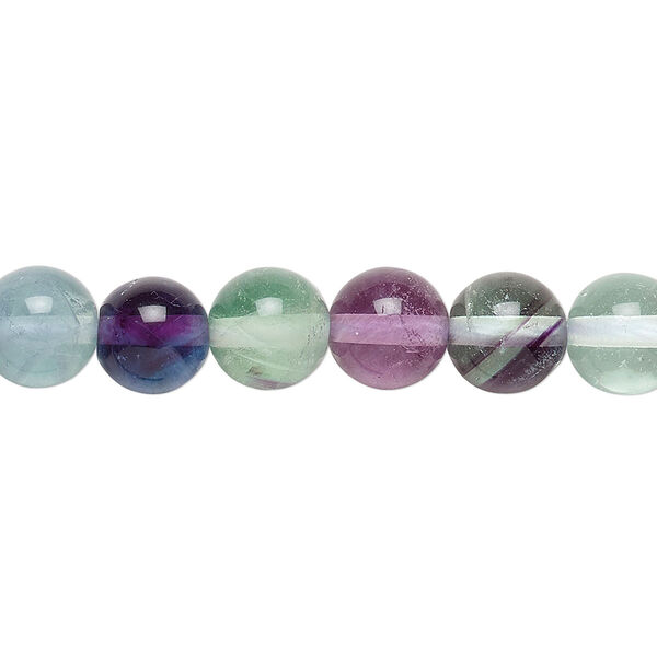 Bead, rainbow fluorite (natural), 8mm round, A grade, Mohs hardness 4. Sold per 15-1/2" to 16" strand. image number 0