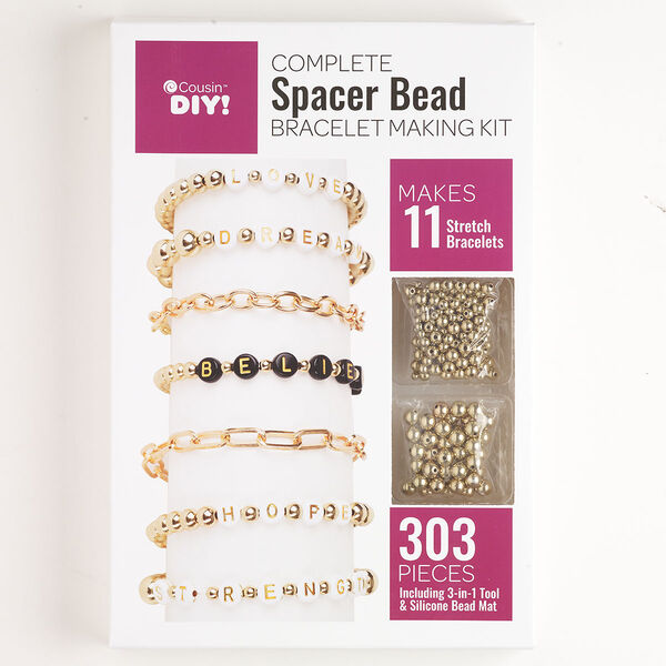Bracelet-making kit, "pewter" (zinc-based alloy) and steel, pkg/1, silver finish and multicolored, mixed sizes and shapes. image number 0