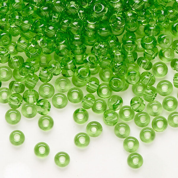 Seed bead, Preciosa Ornela Czech glass, pkg/500g, #6 rocaille, transparent light green, (50100). image number 0