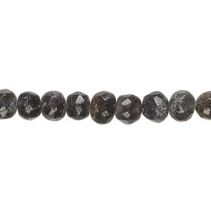 Grey feldspar 1pkg1, hand-cut faceted uneven round bead natural 14 inch 5-7mm
