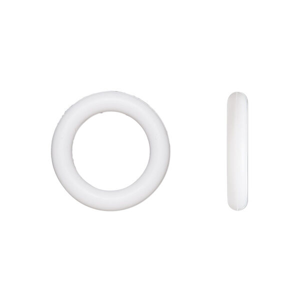 Component, Oh! Ring™, silicone, white, 15mm round with 10mm hole. Sold per pkg of 100. image number 0