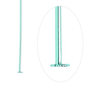 Head pin, electro-coated brass, green, 1-1/2 inches, 21 gauge. Sold per pkg of 10.