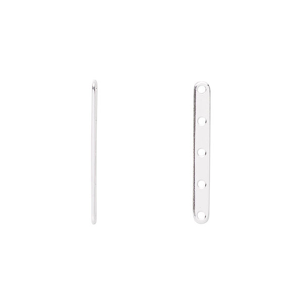 Spacer bar, sterling silver-filled, 21x2.5mm 5-strand, fits up to 4mm bead. Sold per pkg of 4. image number 0