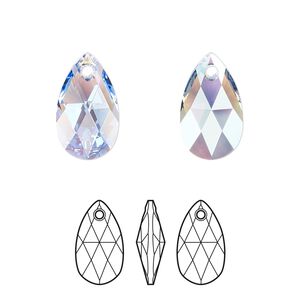 Drop 144pk light sapphire shimmer, Swarovski® 16x9mm pendant pear 6106