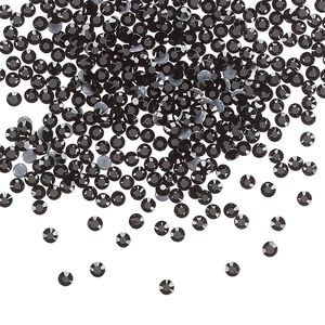 Flat back, Dance With Me™ crystal hotfix rhinestone, jet, foil back, 1.9-2.1mm rose, SS6. Sold per pkg of 144 (1 gross).
