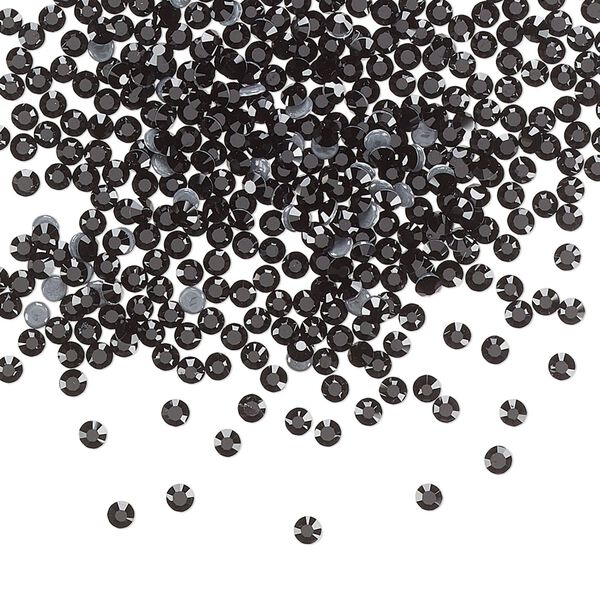 Flat back, Dance With Me™ crystal hotfix rhinestone, jet, foil back, 1.9-2.1mm rose, SS6. Sold per pkg of 144 (1 gross). image number 0