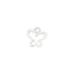 Charm, sterling silver, 11x9mm double-sided open butterfly. Sold per pkg of 2.