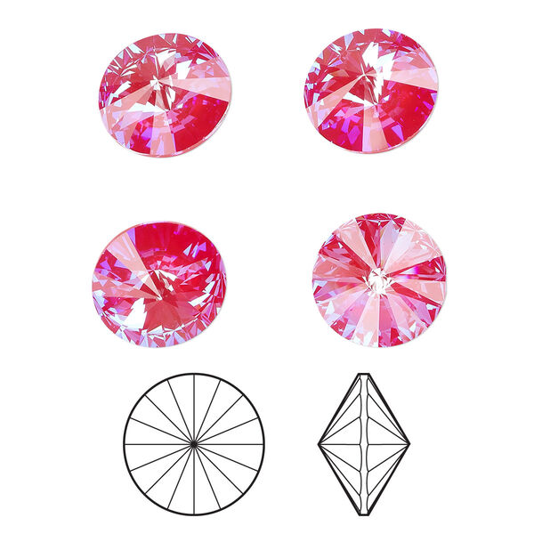 Chaton 4pk crystal royal red DeLite, Crystal Passions® 14mm rivoli 1022 image number 0