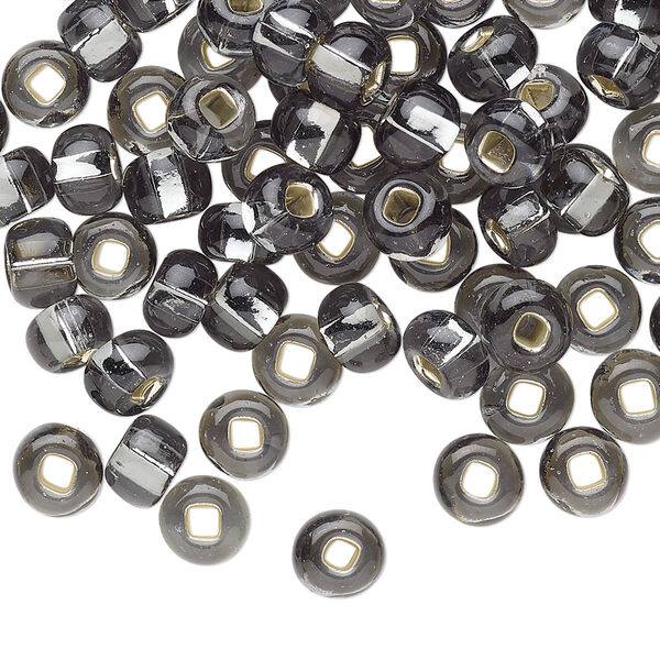 Seed bead, Preciosa Ornela Czech glass, pkg/500g, #2 rocaille, transparent silver-lined grey, (47010). image number 0