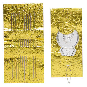 Needle, Beadalon&reg;, steel and aluminum, #12 hard with 0.60mm eye width, 2 inches with (2) threaders. Sold per 14-piece set.