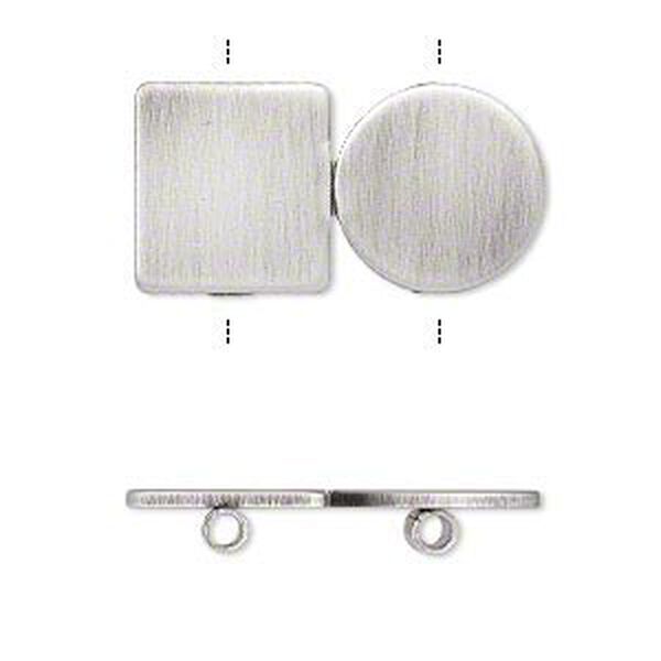 Spacer, antiqued silver-plated steel, 27x14mm 2-strand square and round, 11mm between holes. Sold per pkg of 2. image number 0