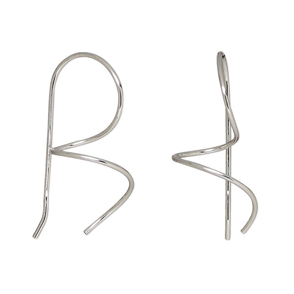 Earring, Create Compliments®, sterling silver, 27mm spiral fishhook. Sold per pair. image number 0