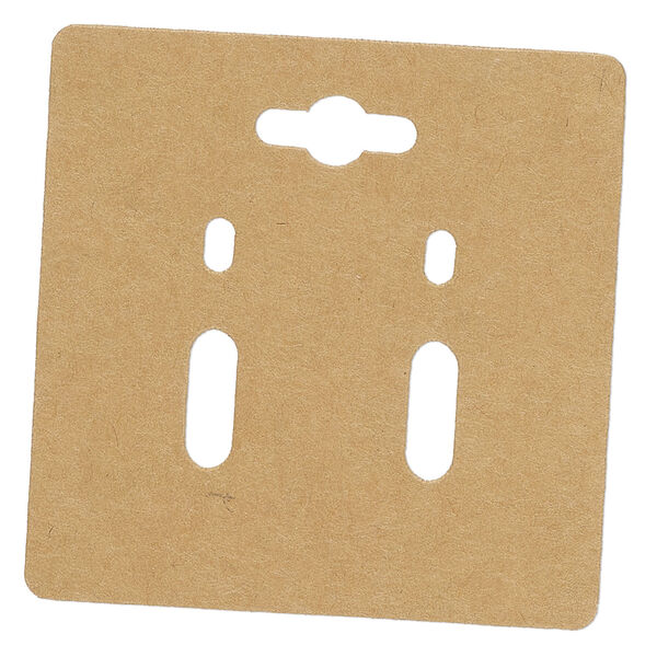 Earring card, kraft paper, 2-inch square, for leverback earrings. Sold per pkg of 50. image number 0