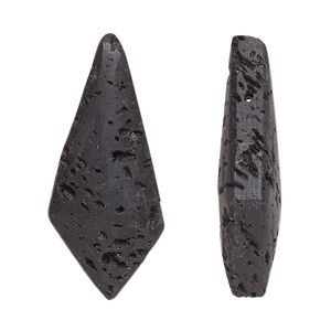 Lava rock 1pkg2, top-drilled kite focal 35x15.5mm