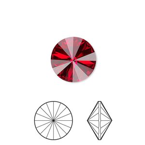 Chaton 4pk light Siam foil back, Crystal Passions® 14mm rivoli 1122