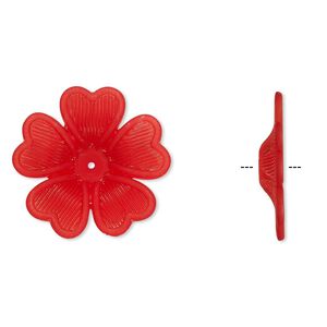 Component, acrylic, frosted red, 42x7mm flower. Sold per pkg of 25.
