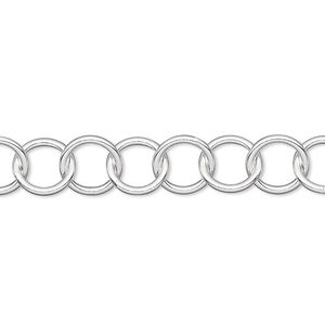 Chain 1pkg1 sterling silver cable, 8.5mm round, 5 foot unfinished