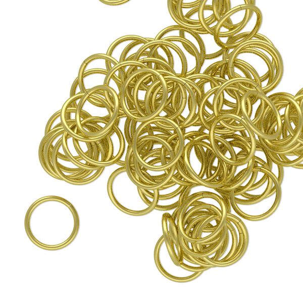 Jump ring, brass, 8mm round, 6.4mm inside diameter, 20 gauge. Sold per pkg of 100. image number 0