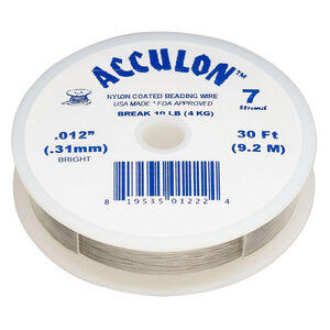 Beading wire, Acculon®, nylon-coated stainless steel, clear, 7 strand 0.012-inch diameter. Sold per 30-foot spool.