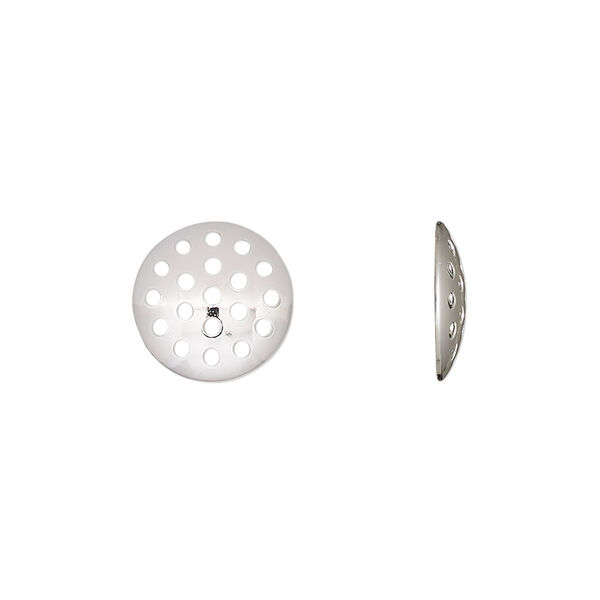 Component, silver-plated brass, 12mm perforated disc. Sold per pkg of 20. image number 0
