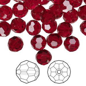 Bead 144pk Siam, Crystal Passions® 8mm round 5000