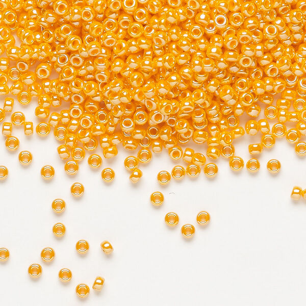 Seed bead, Miyuki, glass, pkg/25g, #11 rocaille, opaque luster mandarin orange, (RR-423). image number 0