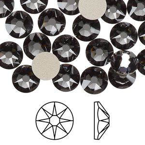 Flat back 12pk graphite foil back, Crystal Passions® 8.412-8.672mm rose round SS40 2088