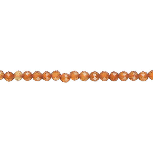 Bead, spessartite garnet (natural), 2.8-3.2mm faceted round, B- grade, Mohs hardness 7 to 7-1/2. Sold per 15-1/2 inch strand, approximately 130 beads. image number 0