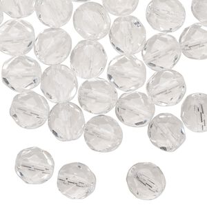 Bead 1pkg1 Czech fire-polished glass, 8mm faceted round, half-mass clear