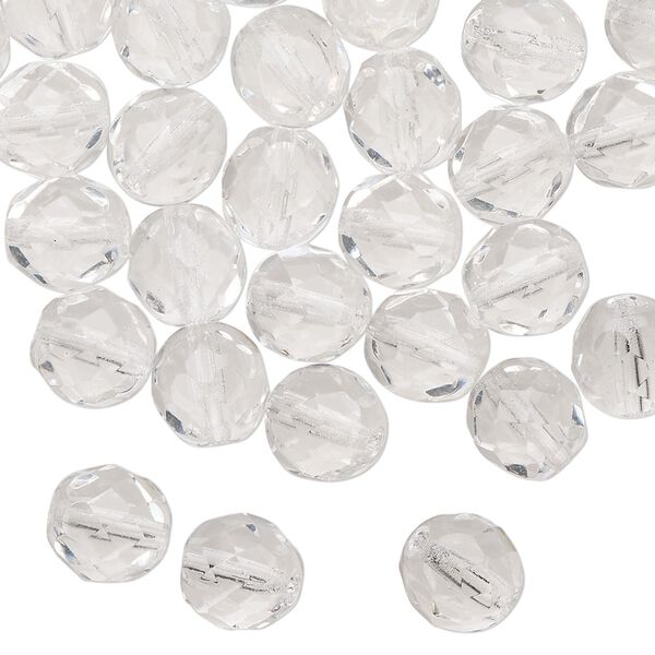 Bead 1pkg1 Czech fire-polished glass, 8mm faceted round, half-mass clear image number 0