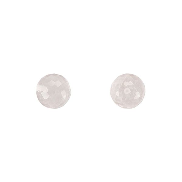 Rose quartz 1pkg2, hand-cut half-drilled faceted round bead natural 8mm image number 0