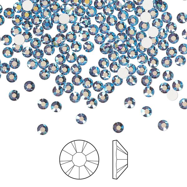 Flat back 144pk denim blue AB foil back, Preciosa MAXIMA Czech crystal rhinestone 2.5-2.7mm chaton rose round SS9 image number 0