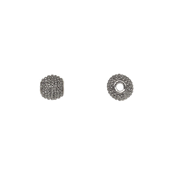 Bead, gunmetal-plated aluminum, 6mm textured round. Sold per pkg of 10. image number 0