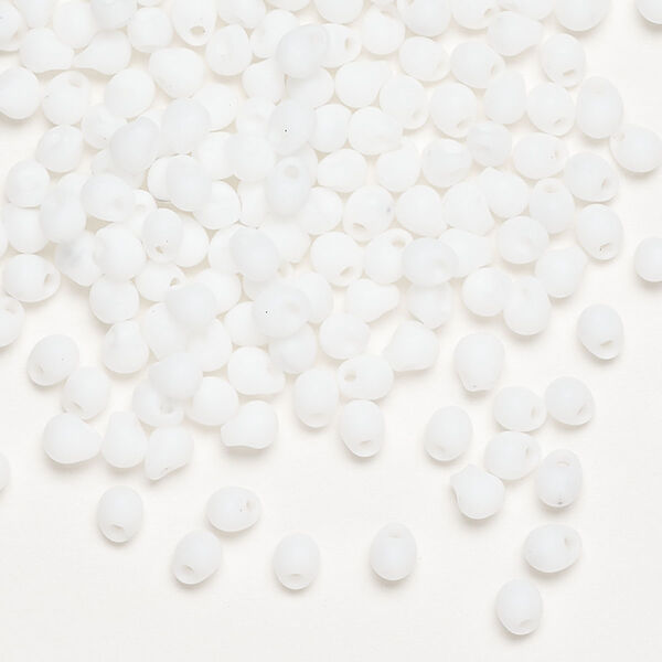Seed bead, Miyuki, glass, pkg/10g, 4x3.4mm fringe, opaque matte white, (DP-402F). image number 0