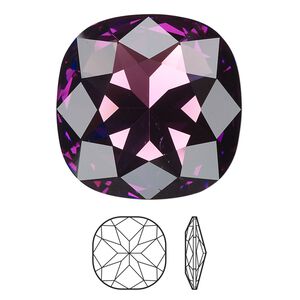 Fancy stone 1pk amethyst foil back, Crystal Passions® 27mm cushion 4487