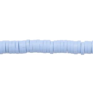 Bead, polymer clay, opaque periwinkle, 6x1.5mm heishi. Sold per pkg of (2) 15-1/2" to 16" strands.
