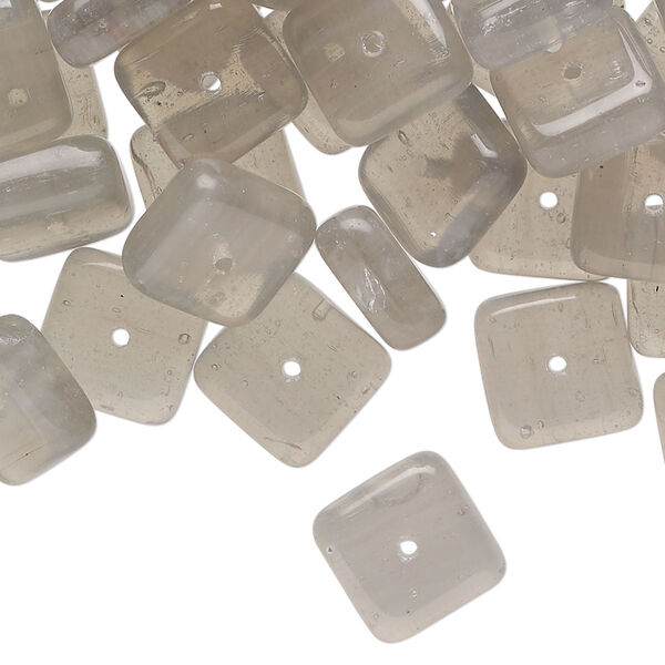 Bead, Czech pressed glass, transparent grey, 11x5mm square rondelle. Sold per 2-ounce pkg, approximately 55 beads. image number 0