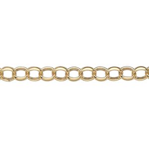 Chain 1pkg1 14Kt gold-filled rolo, 5mm, 5 foot unfinished