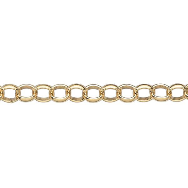Chain, 14Kt gold-filled, 5mm rolo. Sold per pkg of 5 feet. image number 0