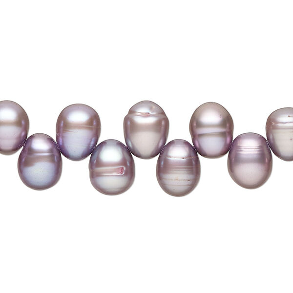 Freshwater pearl 1pkg1, rice C grade, 15 inch lilac 8x6mm-11x8mm cultured image number 0